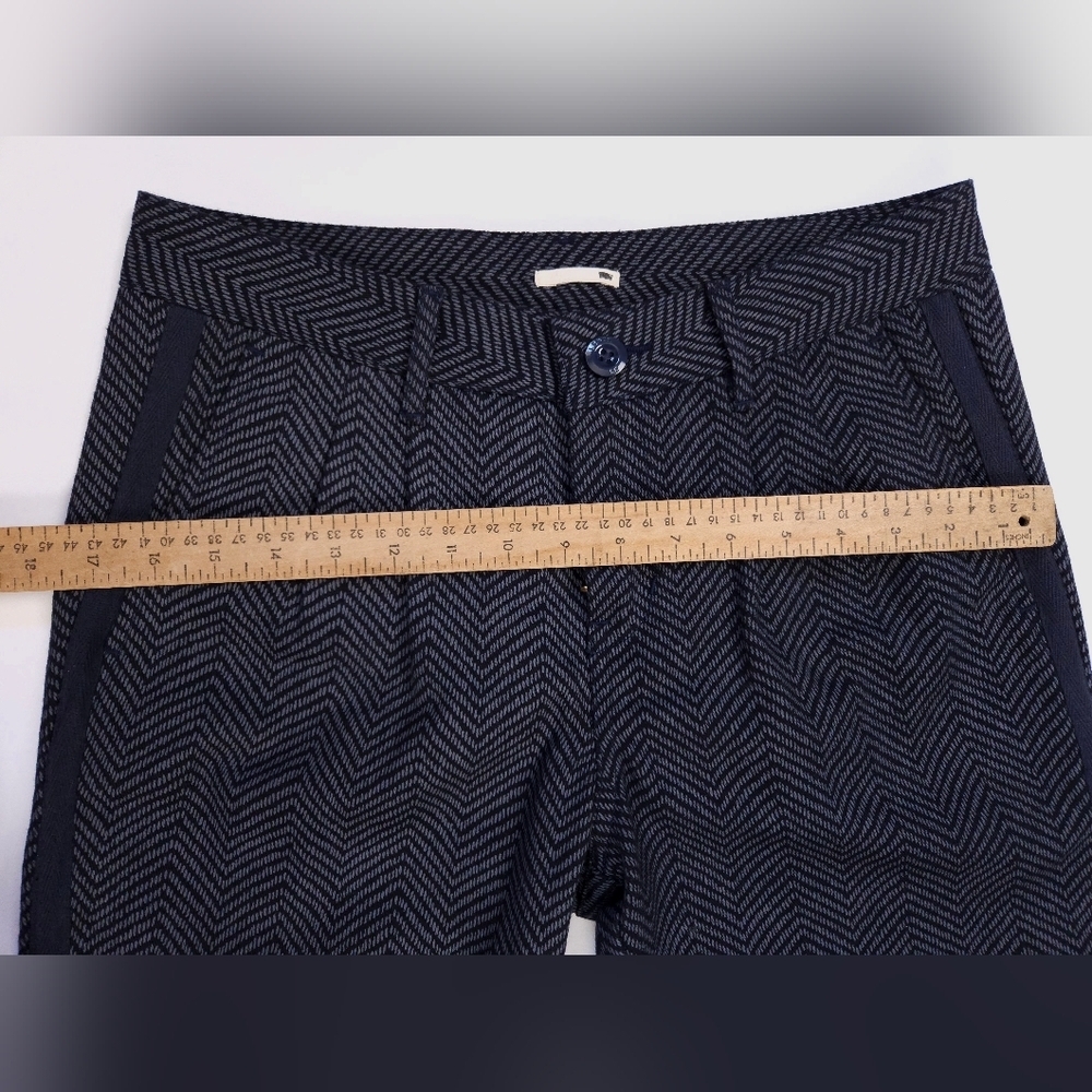 Levi's Herringbone Navy Blue Cropped Pleated Button Cuffed Riding Pants Size 26 - Picture 6 of 16